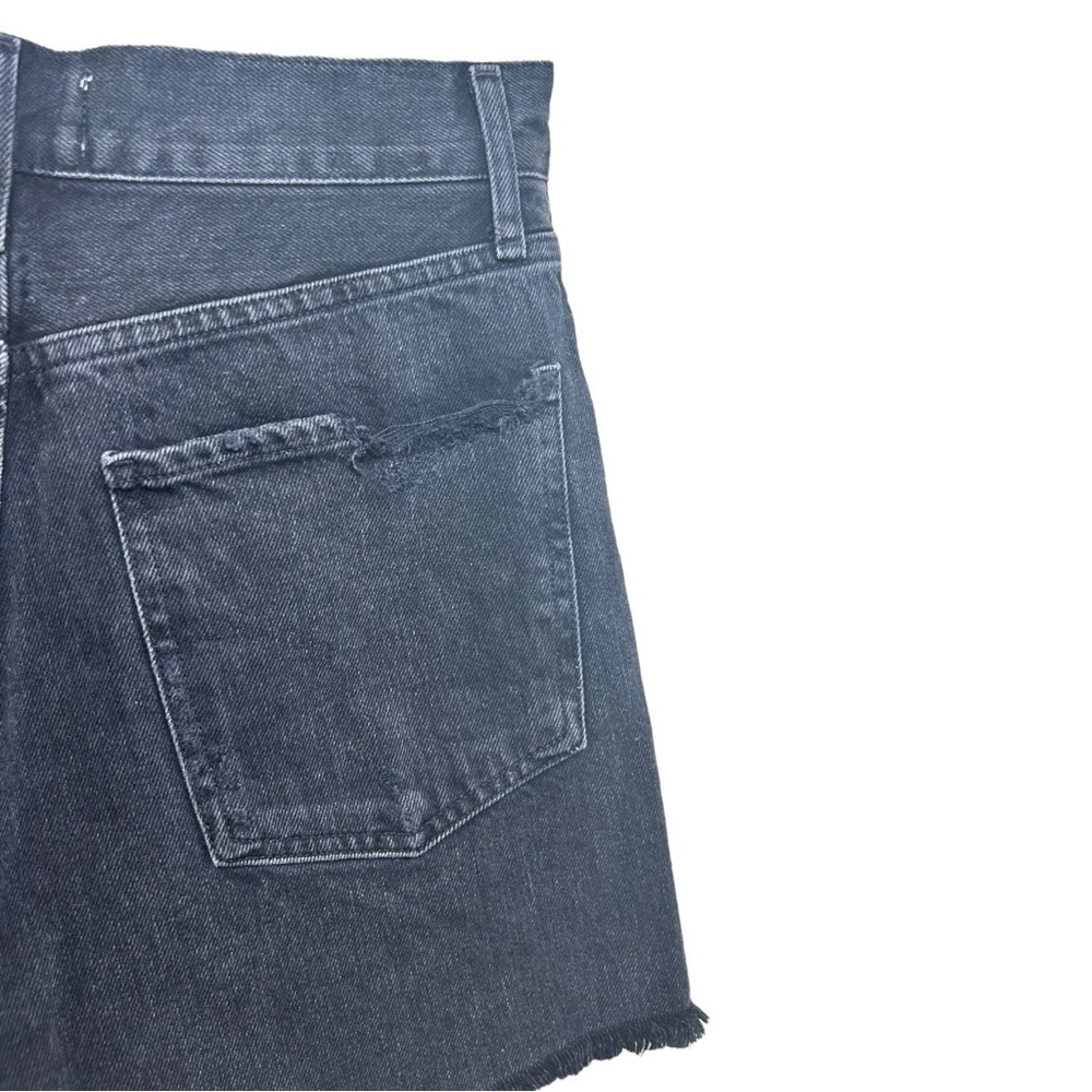 Agolde - Women’s ‘Dee’ High-Rise, Distressed, Frayed Shorts - Black, Size 25 - Picture 11 of 13